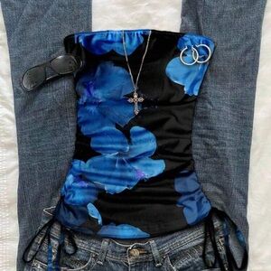 Floral Blue Women's Top